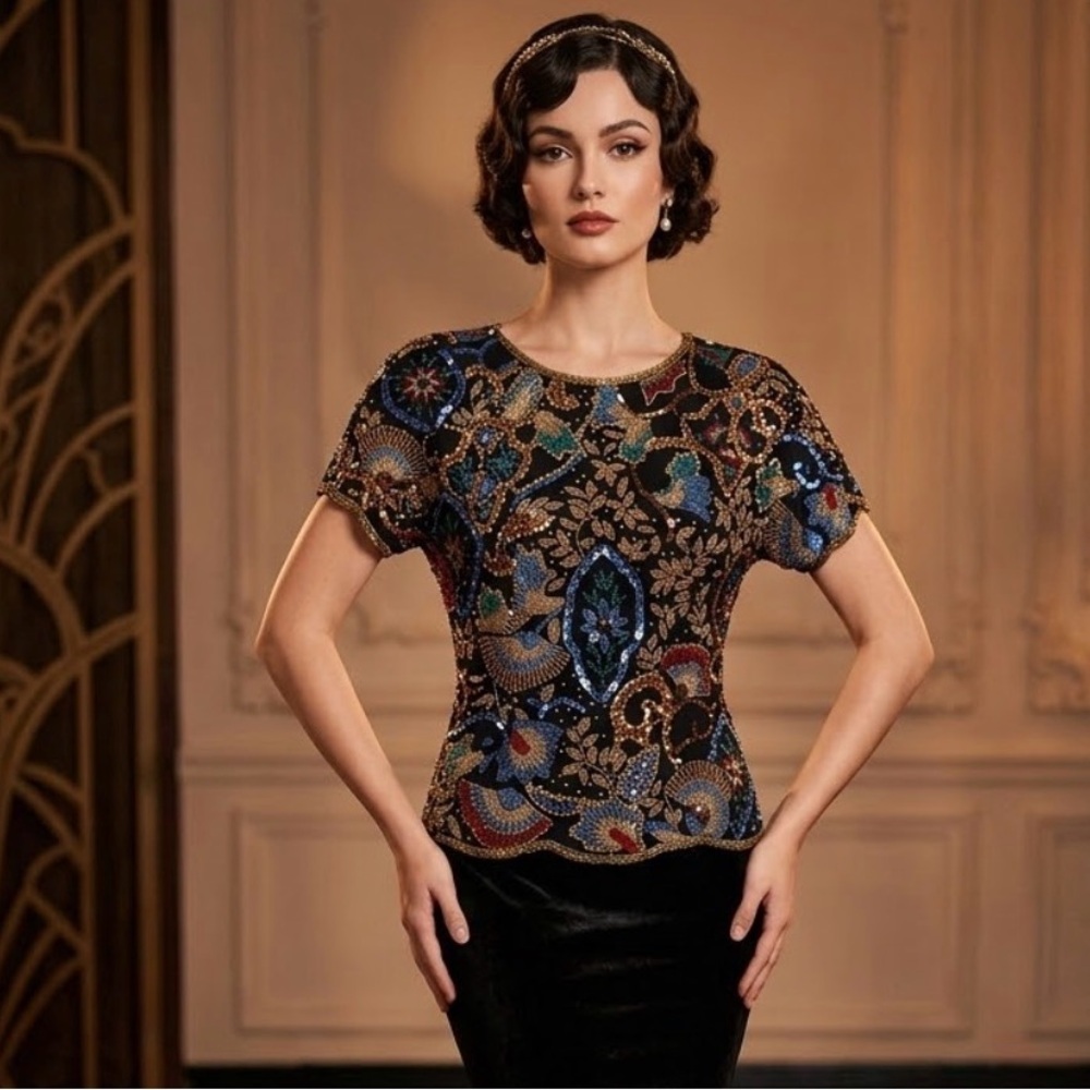 Oleg Cassini Vintage Beaded Top​